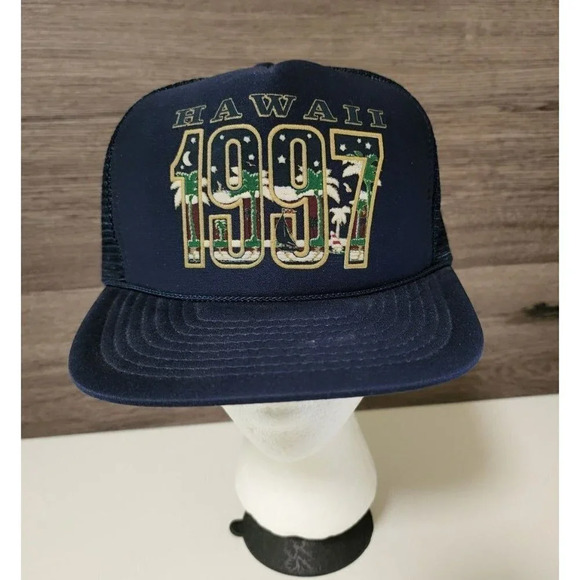 Hawaii 1997 Mens Vintage Snapback Hat Blue Mesh Baseball Cap - Picture 1 of 7
